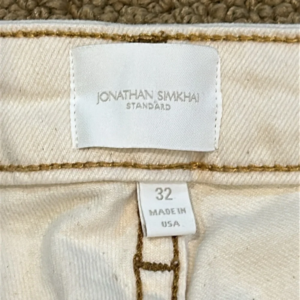 Jonathan Simkhai River High Rise Straight Leg Jeans in Ecru 32 Distressed - Picture 7 of 15
